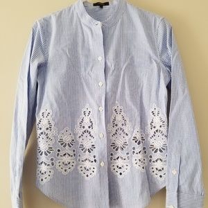 Theory Striped Button-Down Shirt. Blue/White.